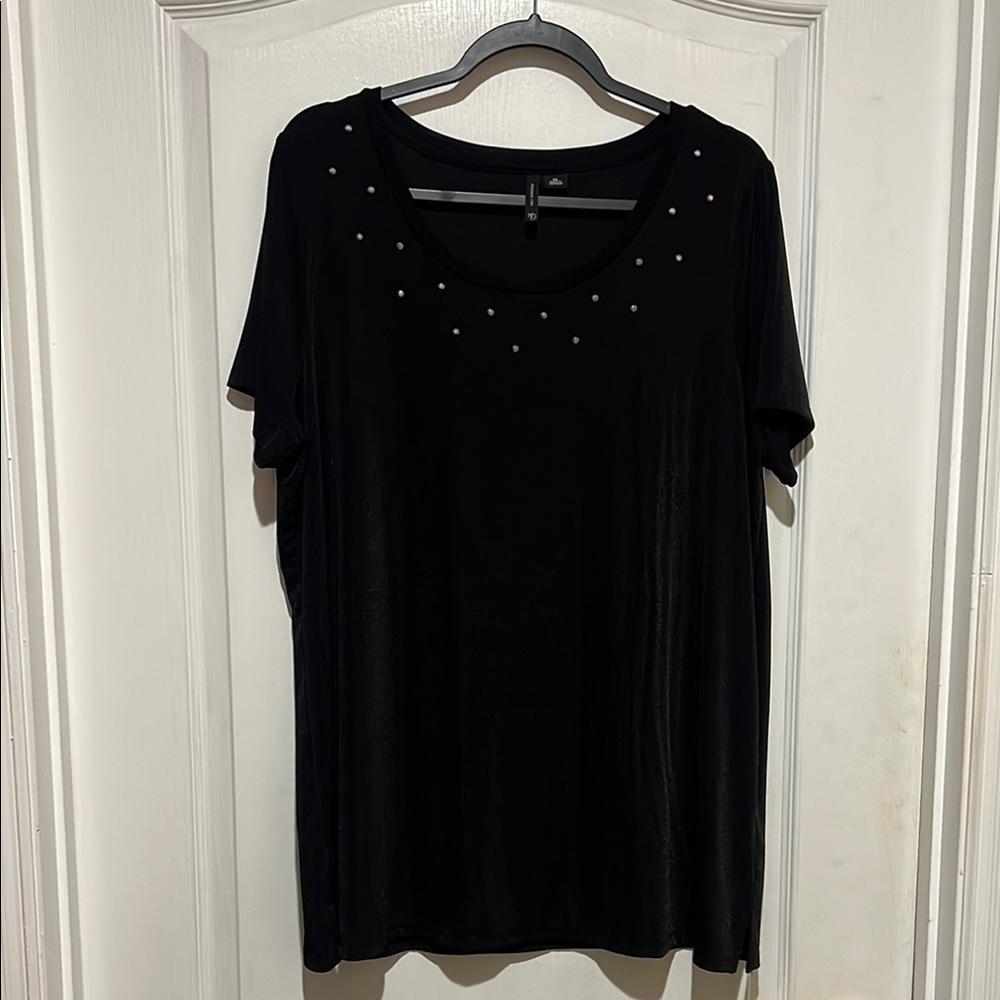 New Directions Black Embellished blouse Relaxed Fit